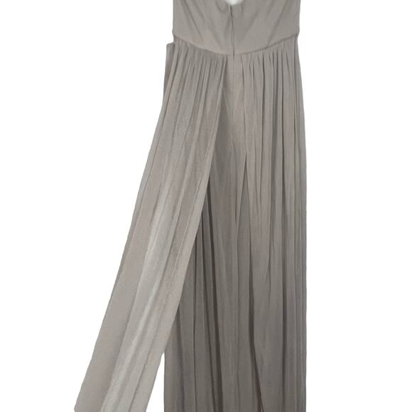 David's Bridal One Shoulder Strap Beige Maxi Dress Size 4 - Picture 14 of 16